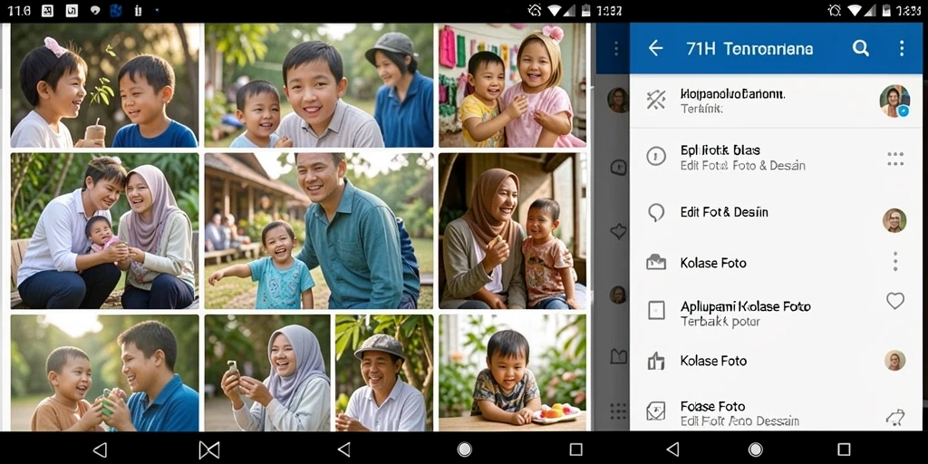 Screenshot utama 71H menampilkan antarmuka kolase foto yang menarik.