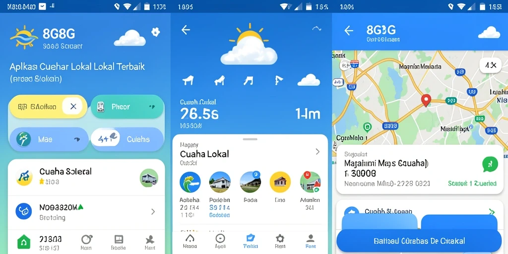 Antarmuka aplikasi 8G8G yang menampilkan informasi cuaca lokal.