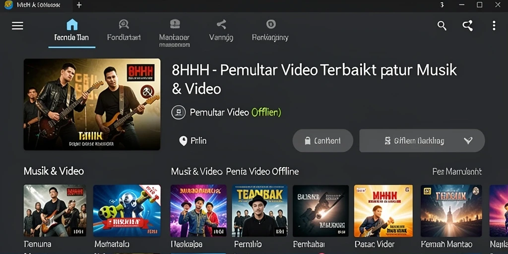 Tampilan antarmuka 8HHH untuk Pemutar Video Offline yang menarik dan mudah digunakan.