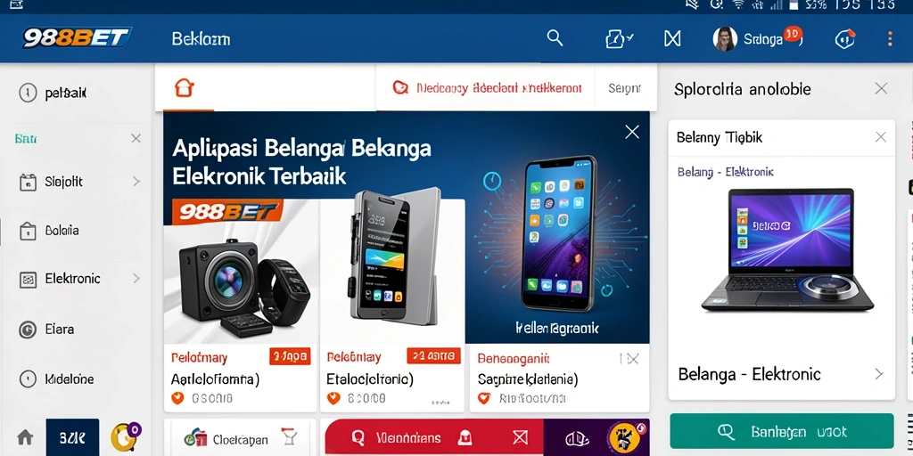 Tampilan antarmuka aplikasi 988BET yang user-friendly untuk belanja elektronik.
