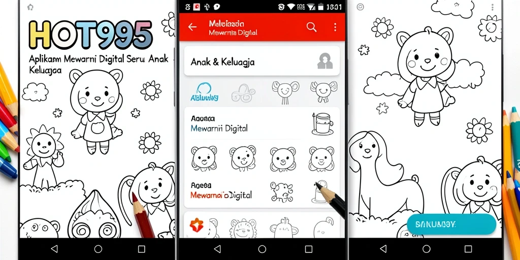Antarmuka Mewarnai Digital HOT985 yang menarik dan ramah anak.