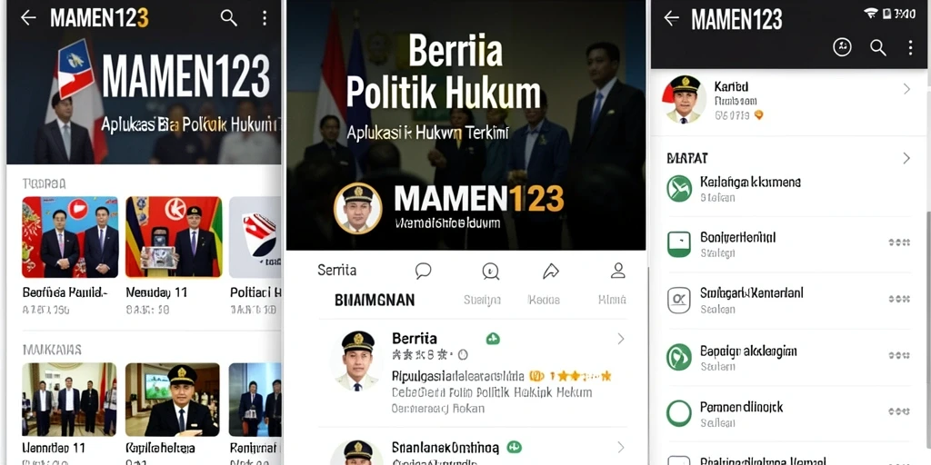 Antarmuka MAMEN123 yang elegan dan informatif tentang politik hukum.