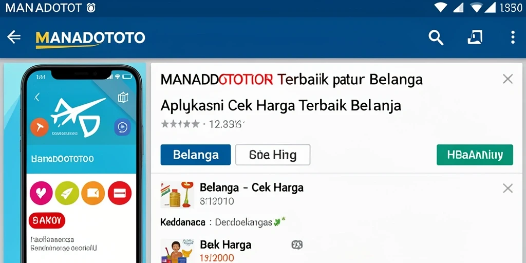 Antarmuka aplikasi MANADOTOTO untuk cek harga produk.