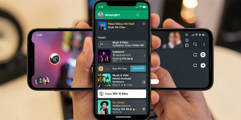 Antarmuka aplikasi MENANGBET dengan koleksi video Status WA yang menarik
