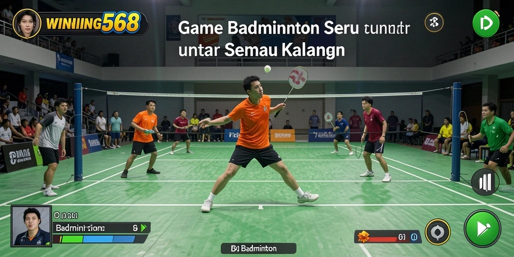 Tampilan antarmuka game Badminton yang menarik dan intuitif.
